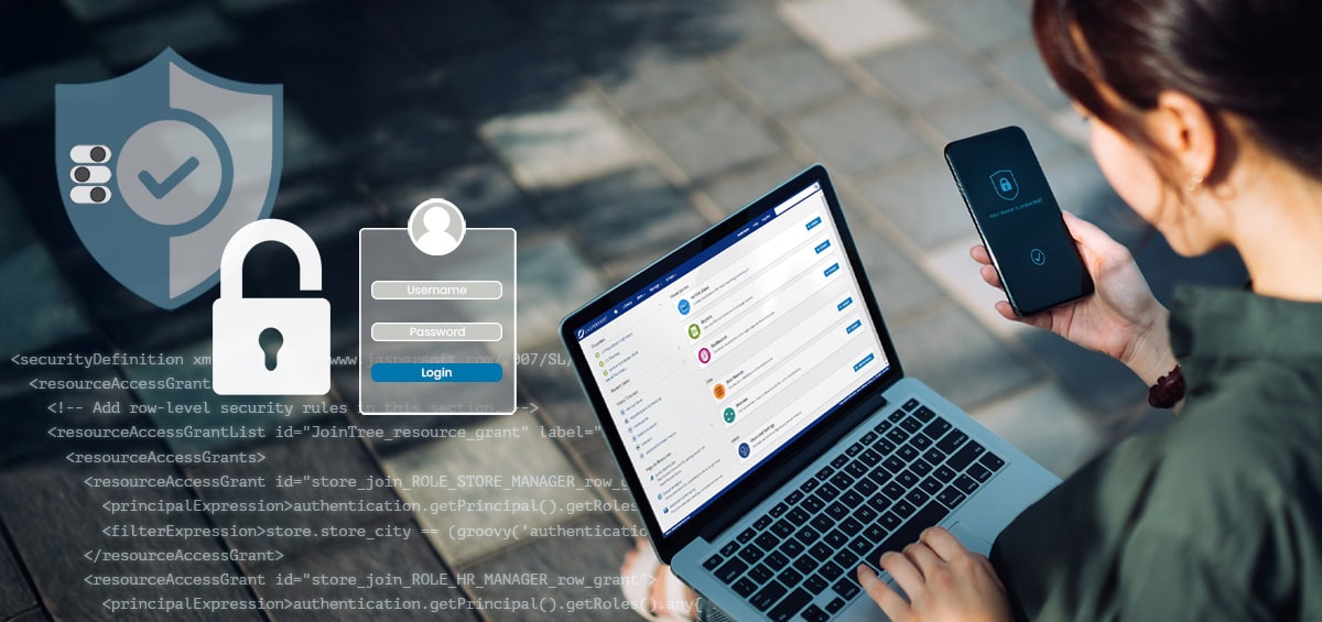 Jaspersoft provides data security with a multi-layered approach