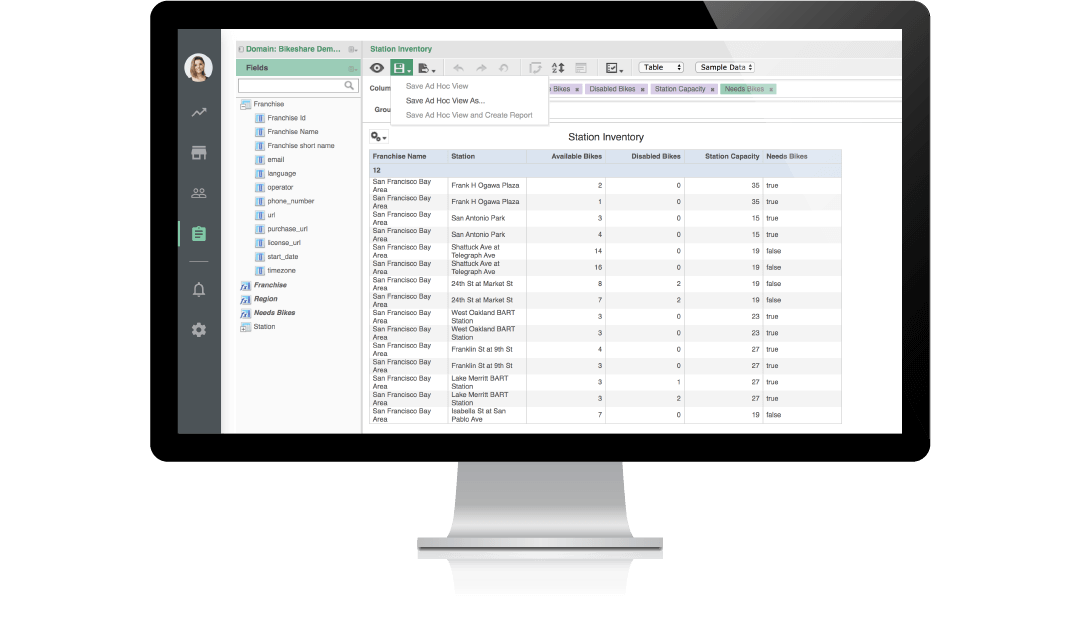 Embedded self-service reporting example